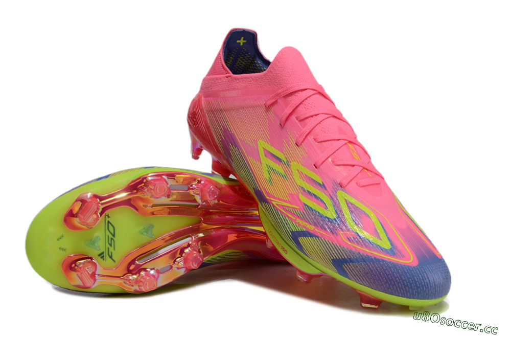 Men's Adidas F50 Elite Lightstrike Pro FG Firm Ground Low-Tops Football Boots - Pink/Blue/Yellow 3