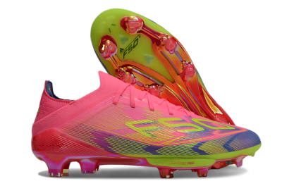 Men's Adidas F50 Elite Lightstrike Pro FG Firm Ground Low-Tops Football Boots - Pink/Blue/Yellow