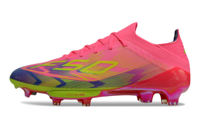 Men's Adidas F50 Elite Lightstrike Pro FG Firm Ground Low-Tops Football Boots - Pink/Blue/Yellow