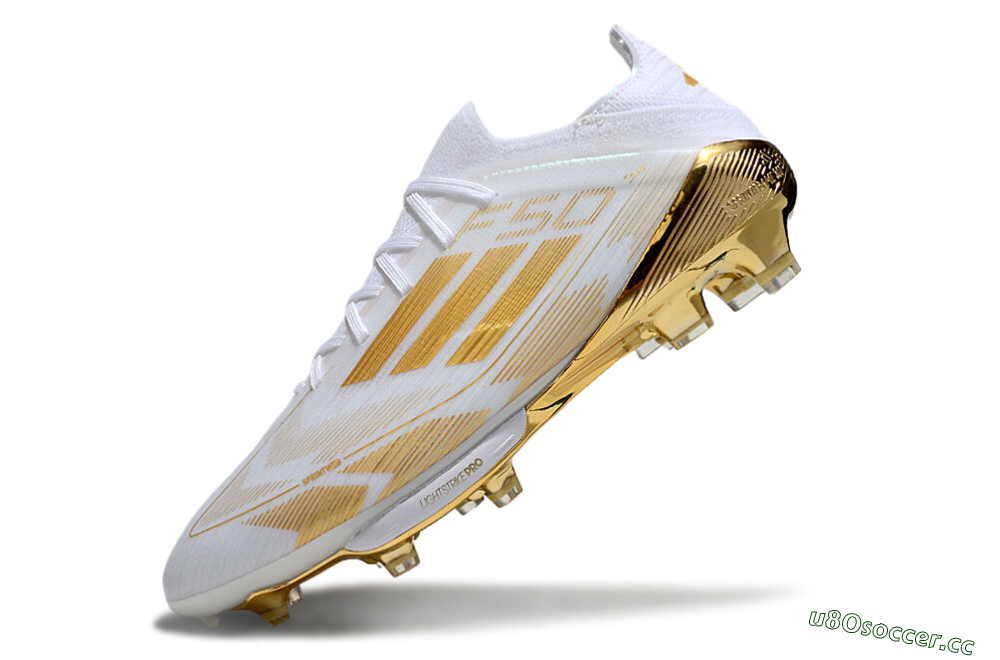 Men's Adidas F50+ Elite Lightstrike Pro FG Firm Ground Low-Tops Football Boots - White/Gold 5