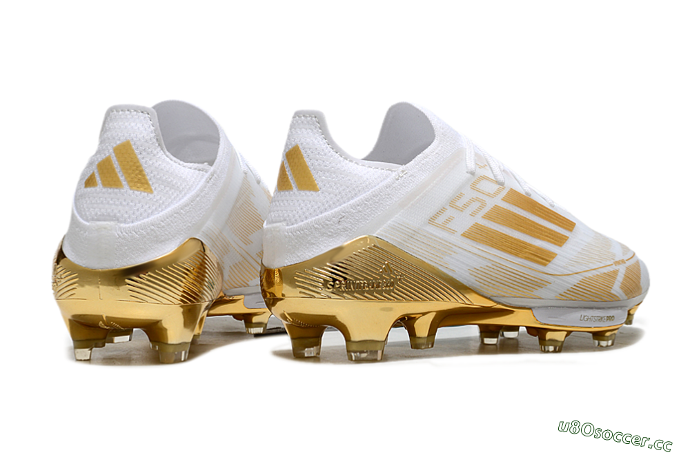 Men's Adidas F50+ Elite Lightstrike Pro FG Firm Ground Low-Tops Football Boots - White/Gold 6