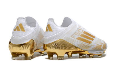 Men's Adidas F50+ Elite Lightstrike Pro FG Firm Ground Low-Tops Football Boots - White/Gold