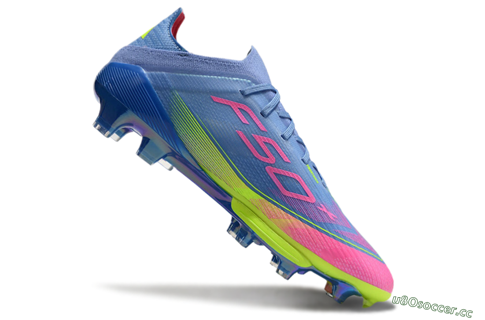 Men's Adidas F50+ Elite Lightstrike Pro FG Firm Ground Low-Tops Football Boots - Blue/Pink/Yellow 4