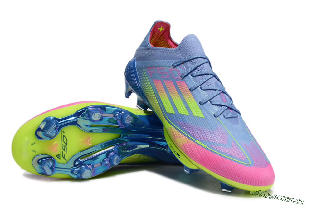 Men's Adidas F50+ Elite Lightstrike Pro FG Firm Ground Low-Tops Football Boots - Blue/Pink/Yellow 3