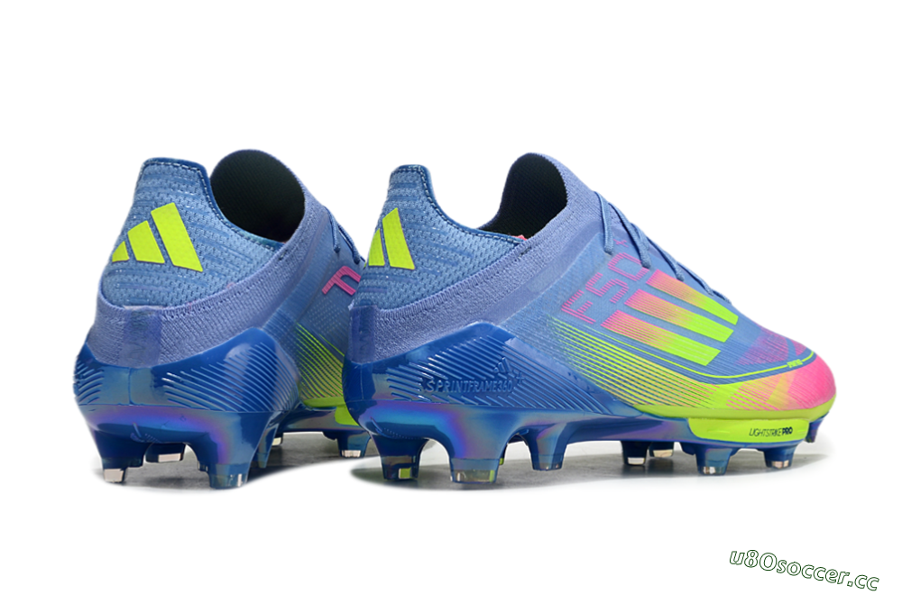 Men's Adidas F50+ Elite Lightstrike Pro FG Firm Ground Low-Tops Football Boots - Blue/Pink/Yellow 6