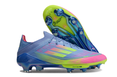 Men's Adidas F50+ Elite Lightstrike Pro FG Firm Ground Low-Tops Football Boots - Blue/Pink/Yellow