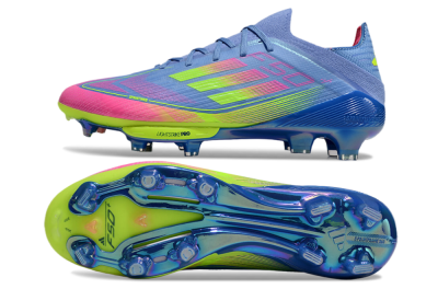 Men's Adidas F50+ Elite Lightstrike Pro FG Firm Ground Low-Tops Football Boots - Blue/Pink/Yellow