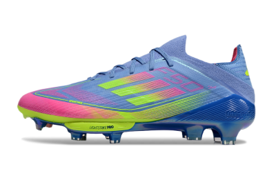 Men's Adidas F50+ Elite Lightstrike Pro FG Firm Ground Low-Tops Football Boots - Blue/Pink/Yellow
