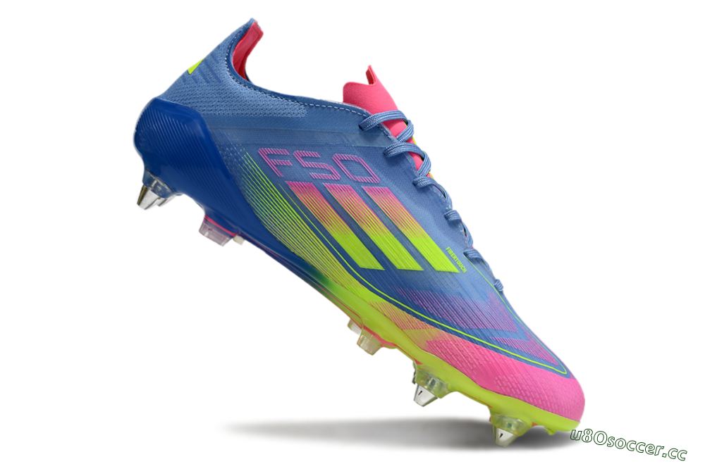 Men's Adidas F50 Elite SG Soft Ground Low-Tops Football Boots - Blue/Pink/Yellow 4