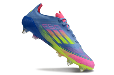 Men's Adidas F50 Elite SG Soft Ground Low-Tops Football Boots - Blue/Pink/Yellow