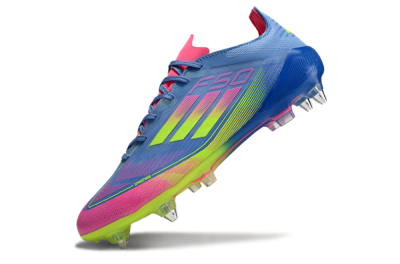 Men's Adidas F50 Elite SG Soft Ground Low-Tops Football Boots - Blue/Pink/Yellow