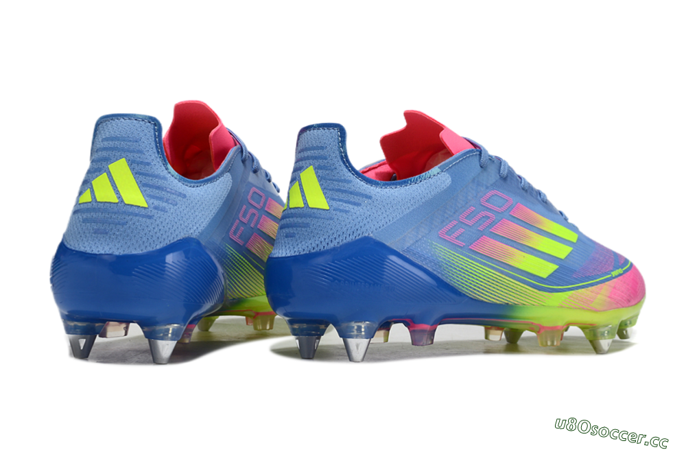 Men's Adidas F50 Elite SG Soft Ground Low-Tops Football Boots - Blue/Pink/Yellow 6