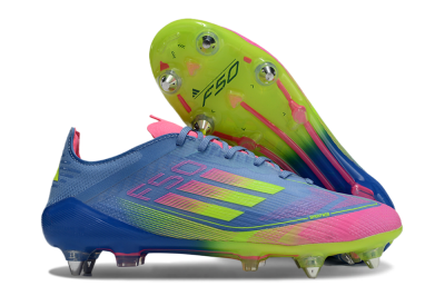 Men's Adidas F50 Elite SG Soft Ground Low-Tops Football Boots - Blue/Pink/Yellow