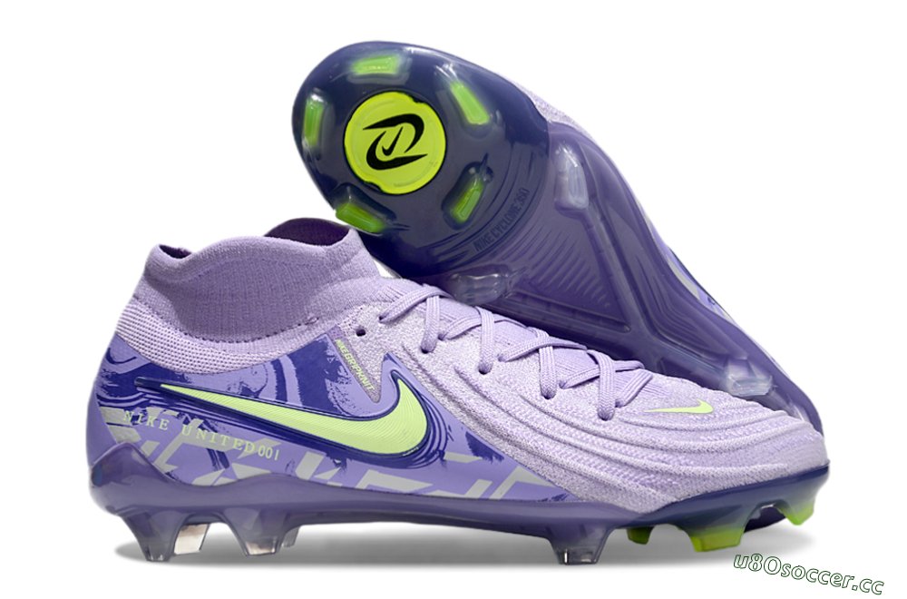 Men's Nike Phantom Luna Elite FG Firm Ground High-Tops Football Boots - Purple/Yellow/White 2