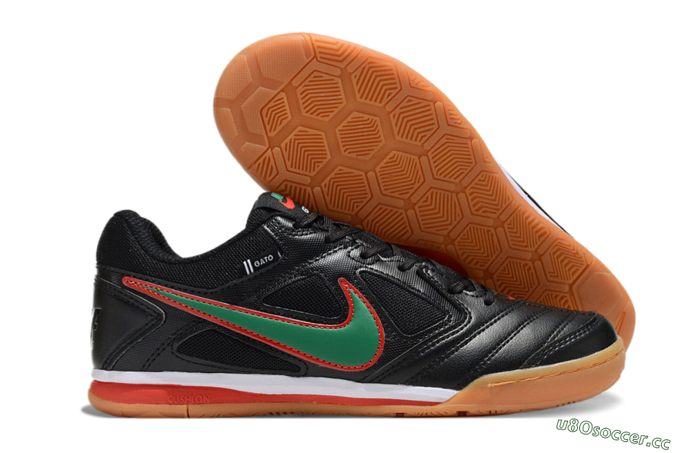 Unisex Supreme x Nike SB Gato IC Indoor & Futsal Low-Tops Football Shoes - Black/Green/Red 2