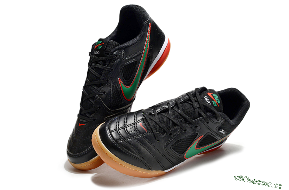 Unisex Supreme x Nike SB Gato IC Indoor & Futsal Low-Tops Football Shoes - Black/Green/Red 3