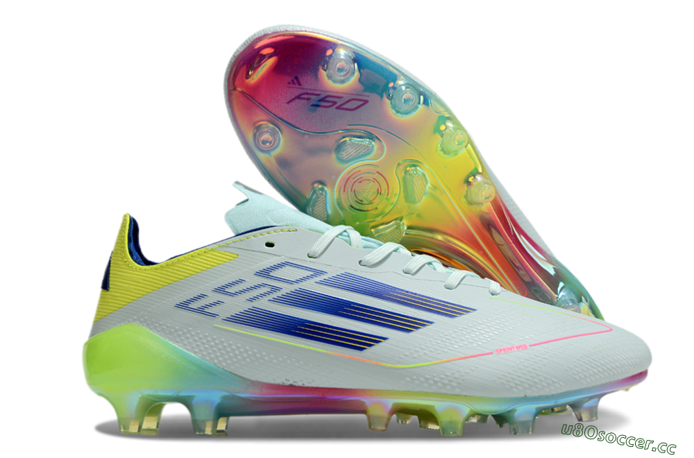 Men's Adidas F50 Elite AG Artificial Grass Low-Tops Football Boots - Jade/Blue/Yellow 2