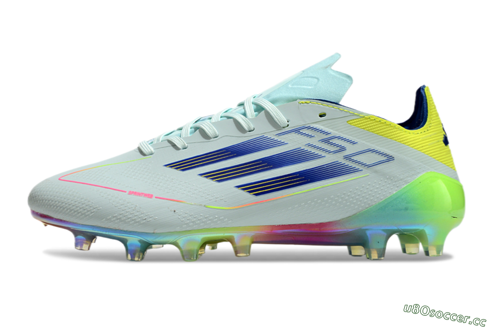 Men's Adidas F50 Elite AG Artificial Grass Low-Tops Football Boots - Jade/Blue/Yellow 0