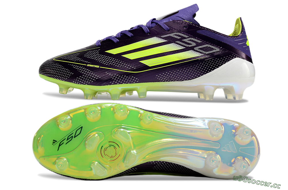 Men's Adidas F50 Elite AG Artificial Grass Low-Tops Football Boots - Purple/Yellow/White 1