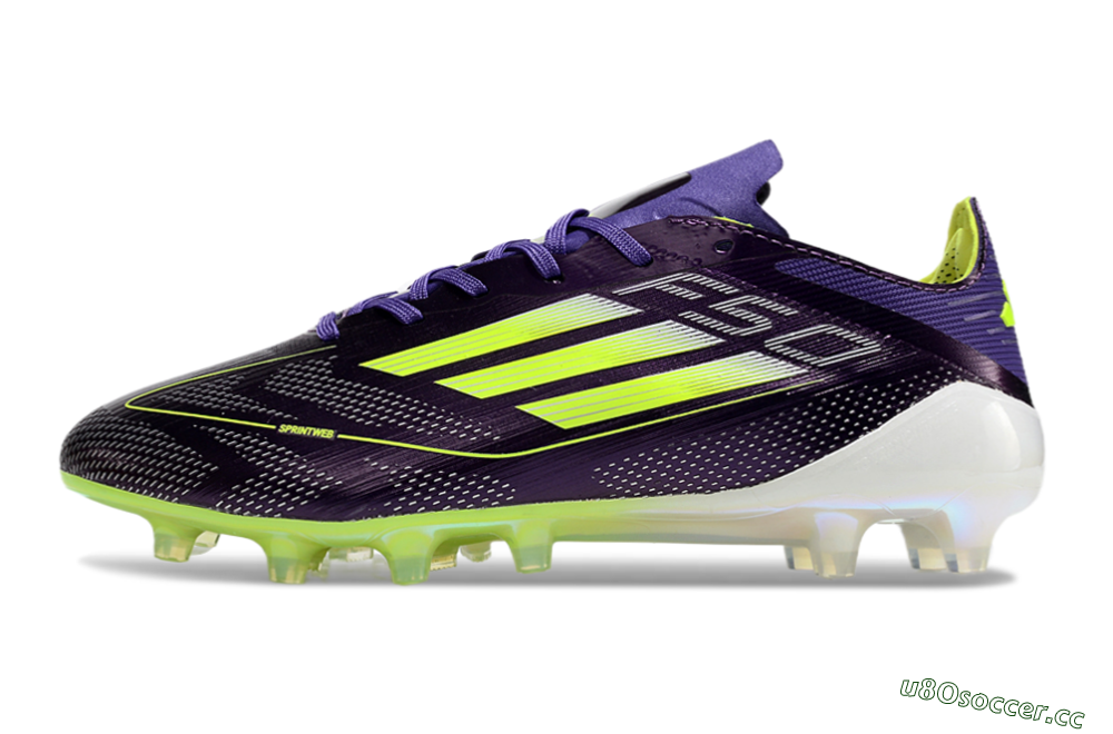 Men's Adidas F50 Elite AG Artificial Grass Low-Tops Football Boots - Purple/Yellow/White 0