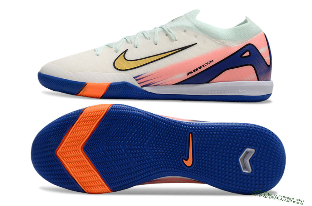 Unisex Nike Air Zoom Mercurial Vapor 16 Elite IC Indoor & Futsal Low-Tops Football Shoes - Jade/Gold/Pink/Blue 1