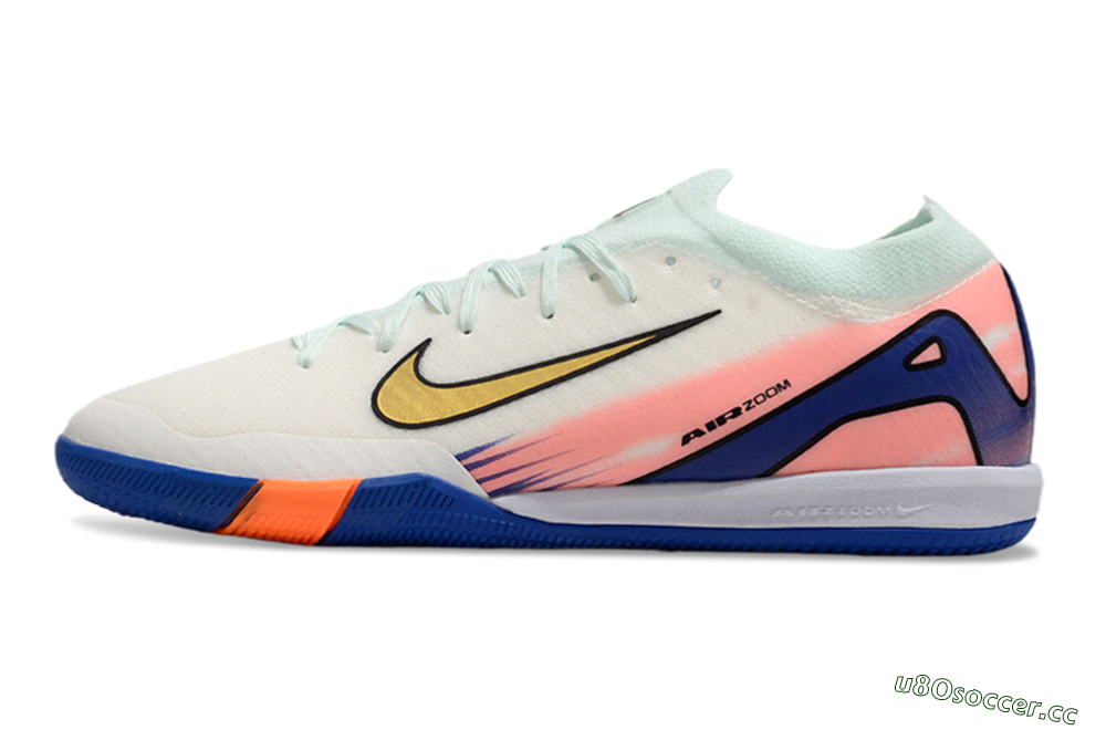 Unisex Nike Air Zoom Mercurial Vapor 16 Elite IC Indoor & Futsal Low-Tops Football Shoes - Jade/Gold/Pink/Blue 0