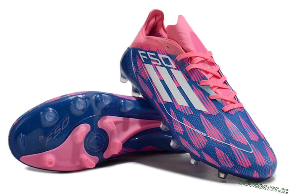 Men's Adidas F50 Elite AG Artificial Grass Low-Tops Football Boots - Blue/Pink/White 3