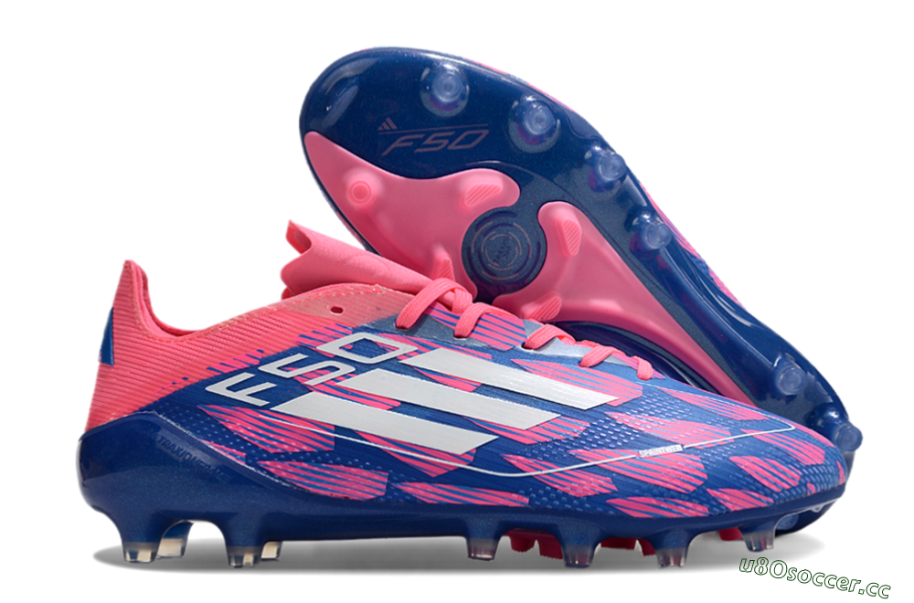 Men's Adidas F50 Elite AG Artificial Grass Low-Tops Football Boots - Blue/Pink/White 2