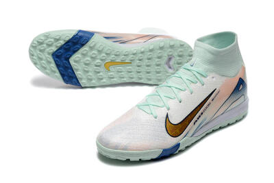 Men's Nike Air Zoom Mercurial Superfly 10 Elite TF Artificial Turf High-Tops Football Shoes - Jade/Gold/Red