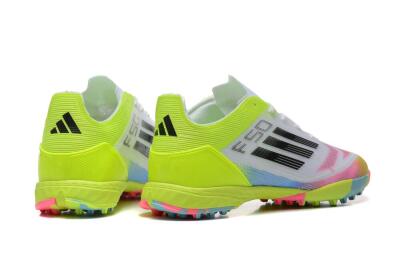 Men's Adidas F50 Pro TF Artificial Turf Low-Tops Football Shoes - White/Pink/Black/Yellow
