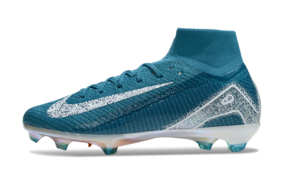 Unisex Nike Air Zoom Mercurial Superfly 10 Elite FG Firm Ground High-Tops Football Boots - Blue/White/Gold