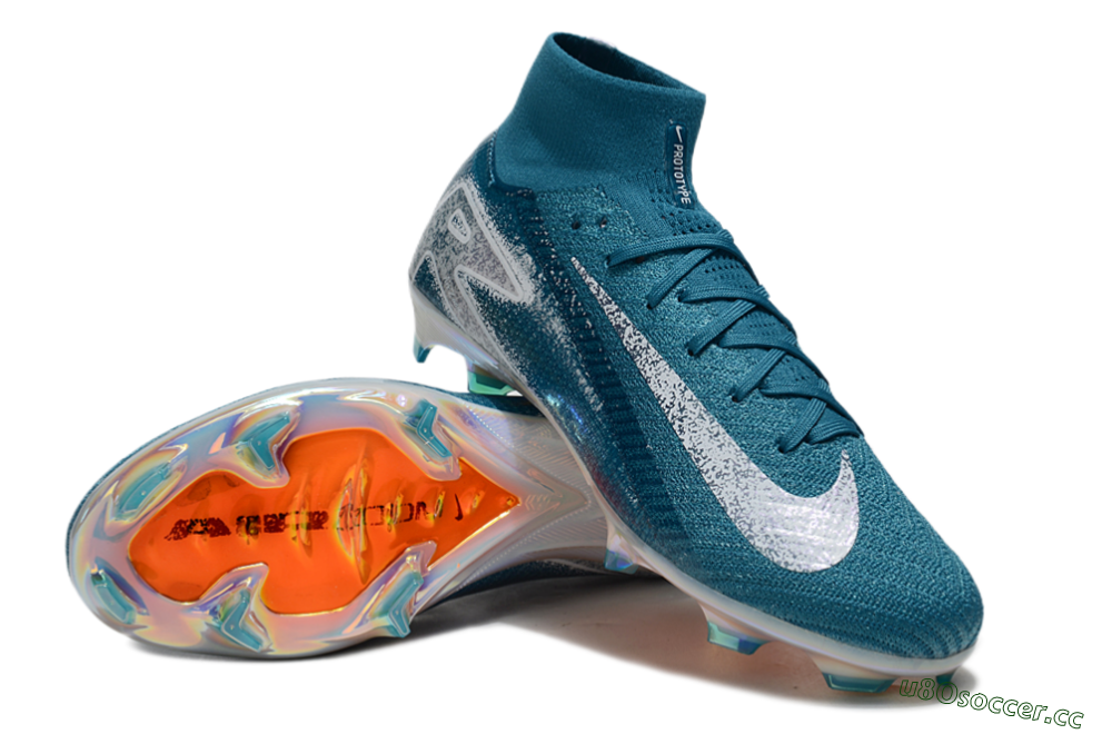 Unisex Nike Air Zoom Mercurial Superfly 10 Elite FG Firm Ground High-Tops Football Boots - Blue/White/Gold 3