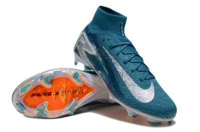 Unisex Nike Air Zoom Mercurial Superfly 10 Elite FG Firm Ground High-Tops Football Boots - Blue/White/Gold