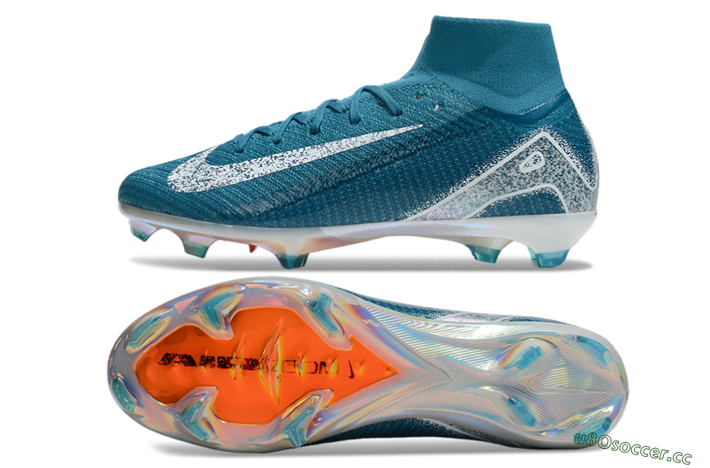 Unisex Nike Air Zoom Mercurial Superfly 10 Elite FG Firm Ground High-Tops Football Boots - Blue/White/Gold 1