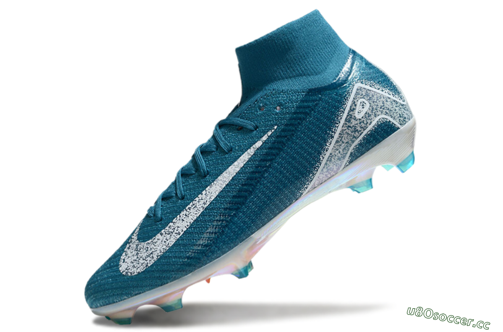 Unisex Nike Air Zoom Mercurial Superfly 10 Elite FG Firm Ground High-Tops Football Boots - Blue/White/Gold 5