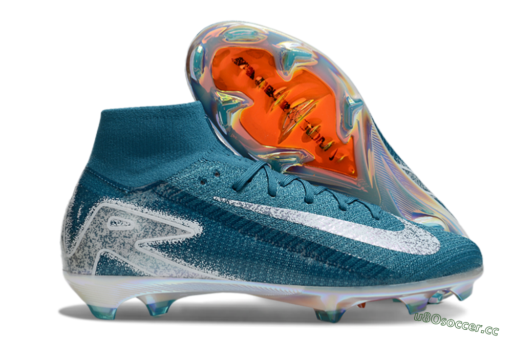 Unisex Nike Air Zoom Mercurial Superfly 10 Elite FG Firm Ground High-Tops Football Boots - Blue/White/Gold 2