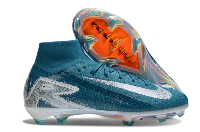 Unisex Nike Air Zoom Mercurial Superfly 10 Elite FG Firm Ground High-Tops Football Boots - Blue/White/Gold