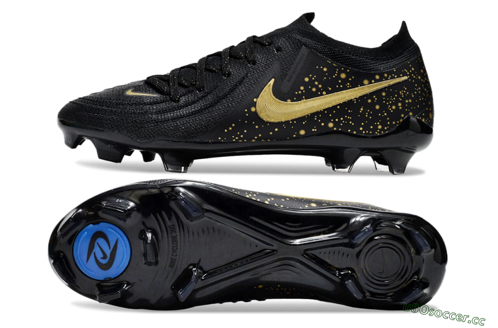 Men's Nike Phantom Luna Elite FG Firm Ground Low-Tops Football Boots - Black/Gold 1