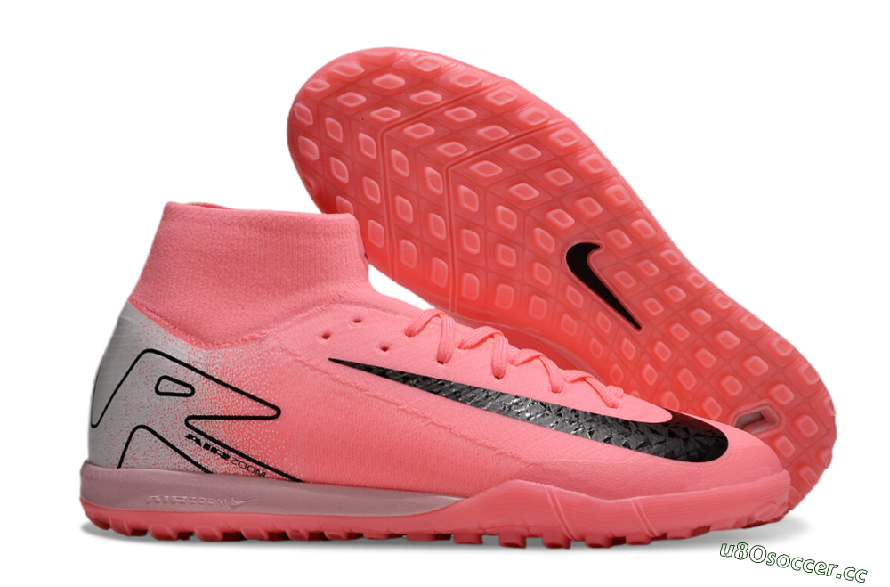 Unisex Nike Air Zoom Mercurial Superfly 10 Elite TF Artificial Turf High-Tops Football Shoes - Pink/Black/Grey 2