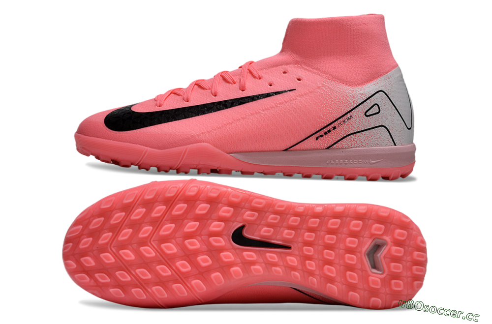 Unisex Nike Air Zoom Mercurial Superfly 10 Elite TF Artificial Turf High-Tops Football Shoes - Pink/Black/Grey 1