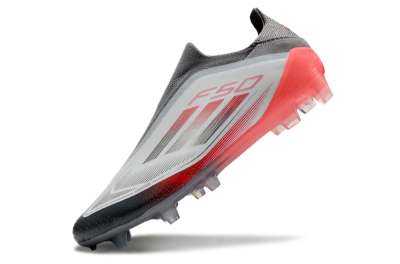 Men's Adidas F50 Elite Laceless FG Firm Ground Low-Tops Football Boots - White/Silver/Red