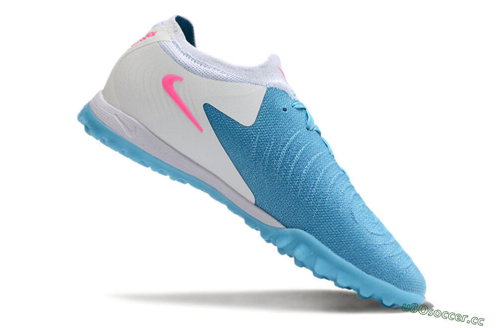 Men's Nike Phantom GX 2 Elite TF Artificial Turf Low-Tops Football Shoes - Blue/White/Pink 4
