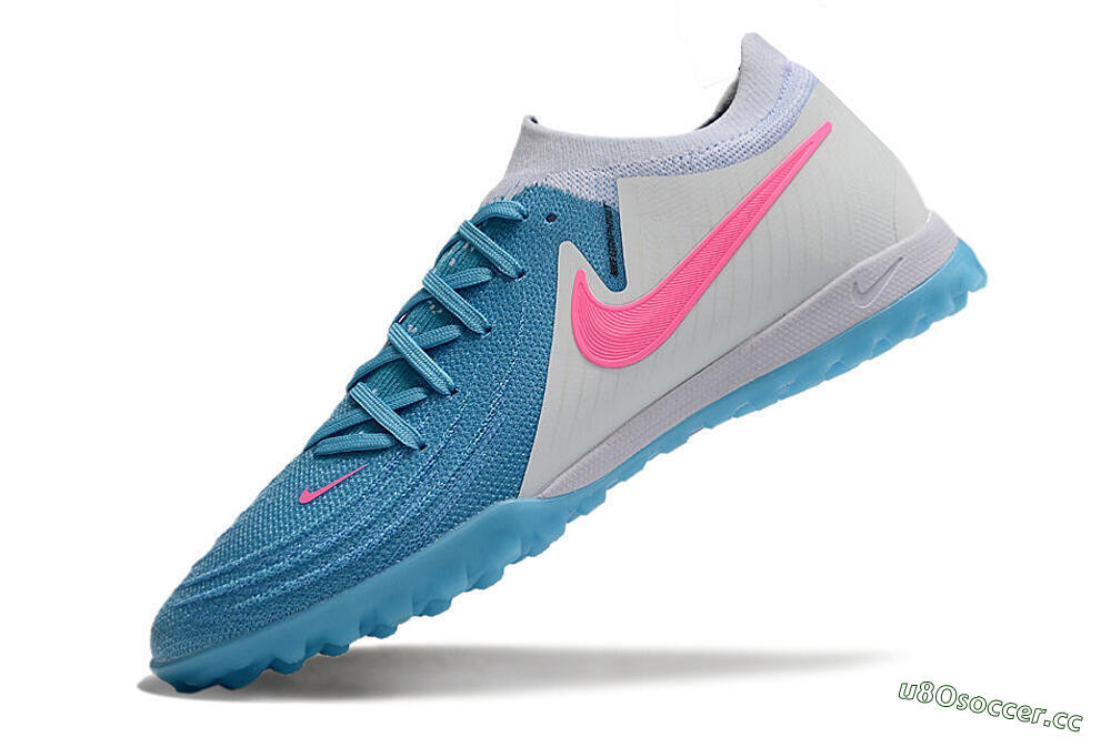Men's Nike Phantom GX 2 Elite TF Artificial Turf Low-Tops Football Shoes - Blue/White/Pink 5