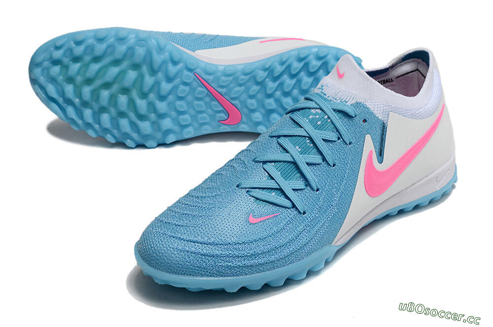 Men's Nike Phantom GX 2 Elite TF Artificial Turf Low-Tops Football Shoes - Blue/White/Pink 3