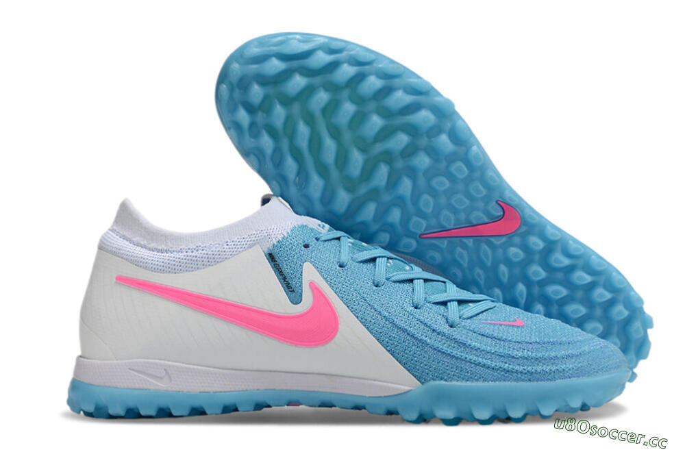 Men's Nike Phantom GX 2 Elite TF Artificial Turf Low-Tops Football Shoes - Blue/White/Pink 2