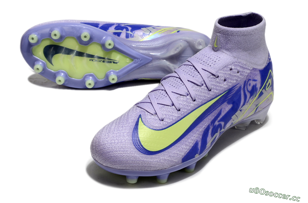 Men's Nike Air Zoom Mercurial Superfly 10 Elite AG Artificial Grass High-Tops Football Boots - Purple/Yellow/Blue 3