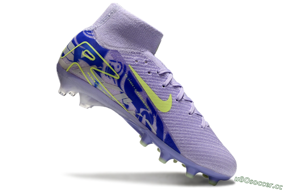 Men's Nike Air Zoom Mercurial Superfly 10 Elite AG Artificial Grass High-Tops Football Boots - Purple/Yellow/Blue 4