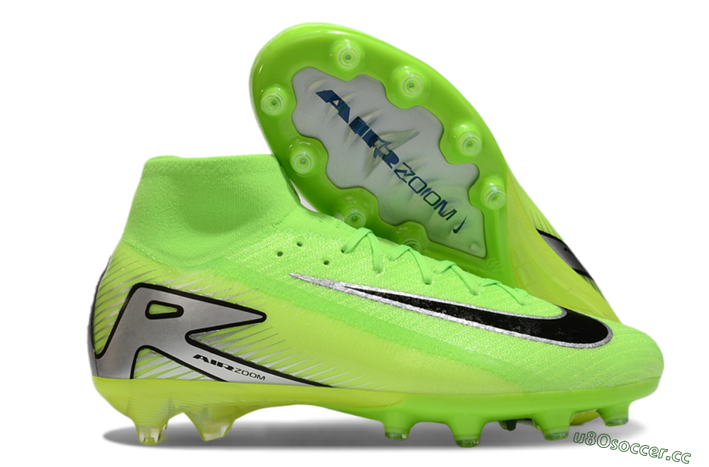 Men's Nike Air Zoom Mercurial Superfly 10 Elite AG Artificial Grass High-Tops Football Boots - Yellow/Silver/Black 2