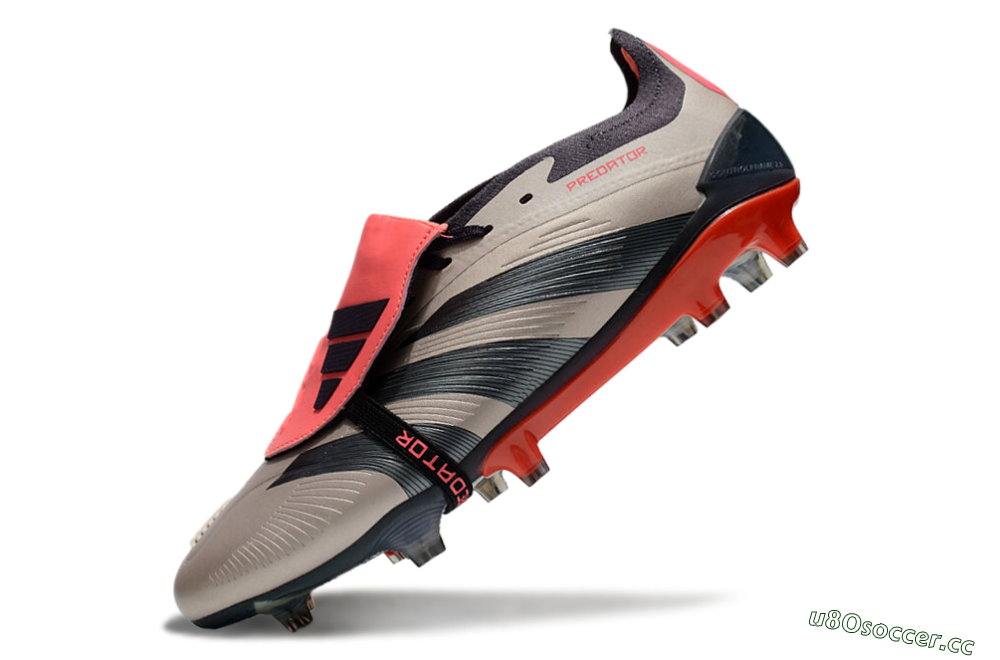 Unisex Adidas Predator Elite Foldover Tongue FG Firm Ground Low-Tops Football Boots - Brown/Red/Black 6