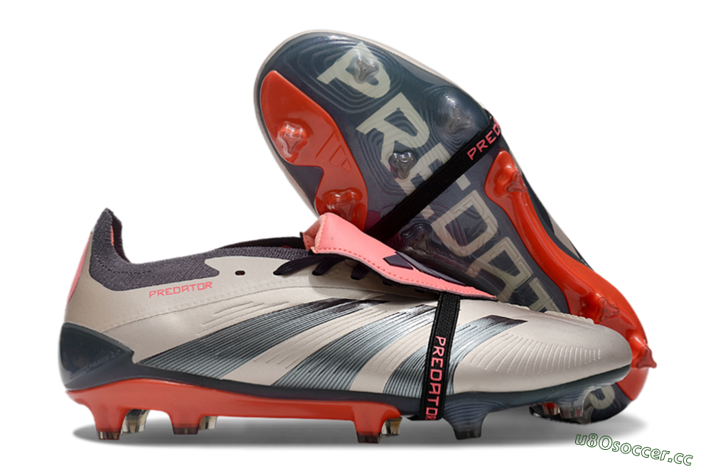Unisex Adidas Predator Elite Foldover Tongue FG Firm Ground Low-Tops Football Boots - Brown/Red/Black 2